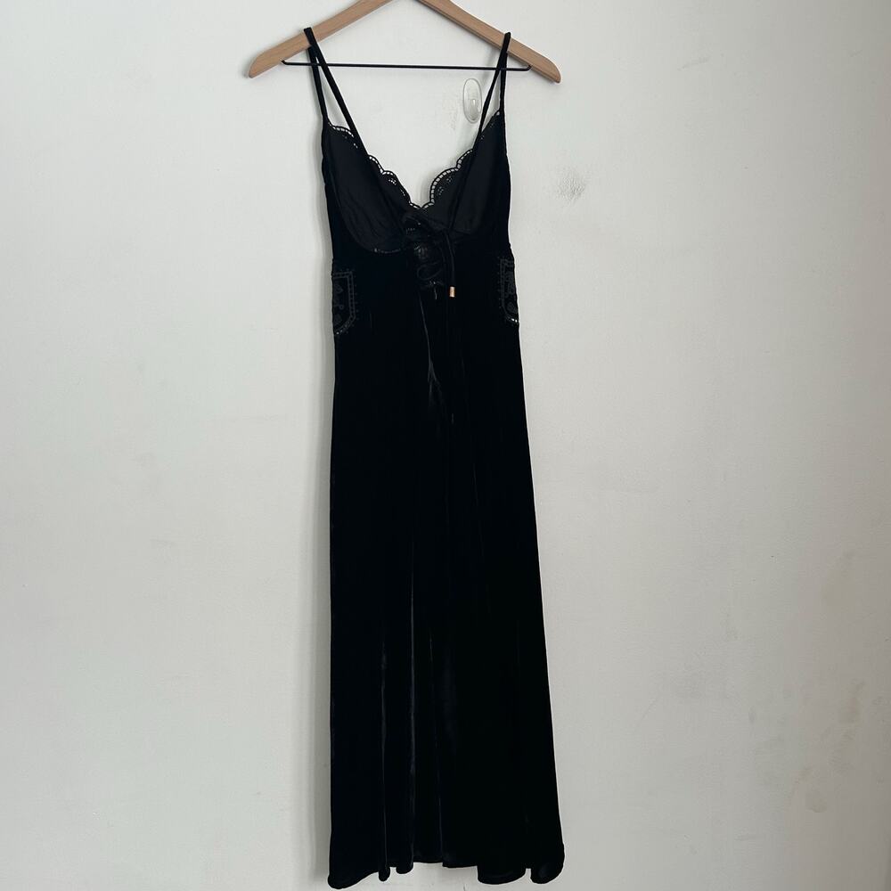 FARM Rio Richelieu Velvet Slip Dress Black Size M - Picture 8 of 10
